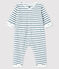 Combinaison longue rayée bébé en bouclette éponge blanc MARSHMALLOW/bleu ASTRO