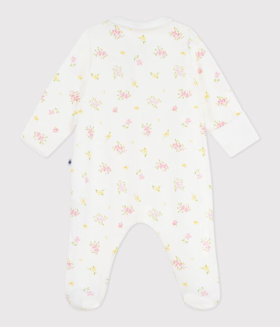Katoenen babypyjama met bloemenprint wit MARSHMALLOW/wit MULTICO