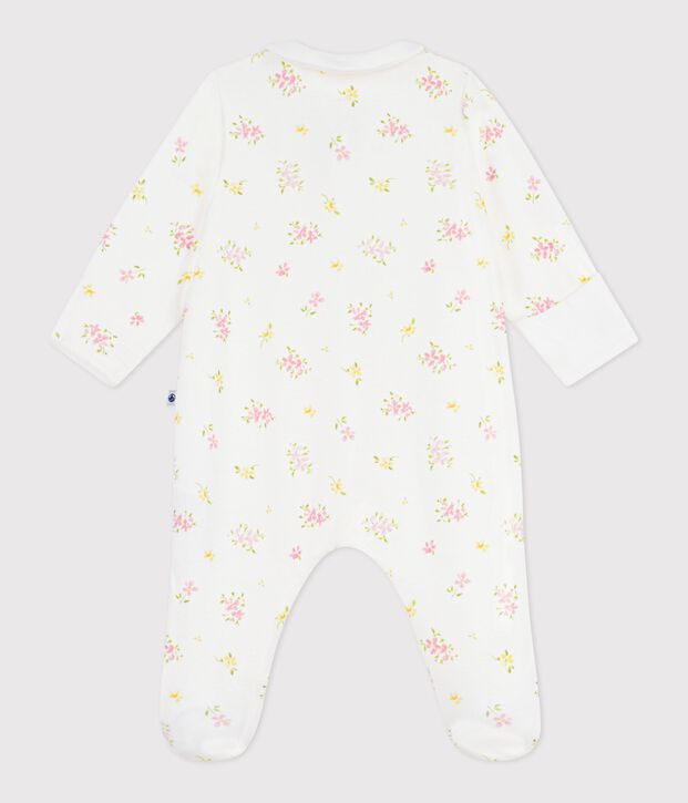 Katoenen babypyjama met bloemenprint wit/multicouleur