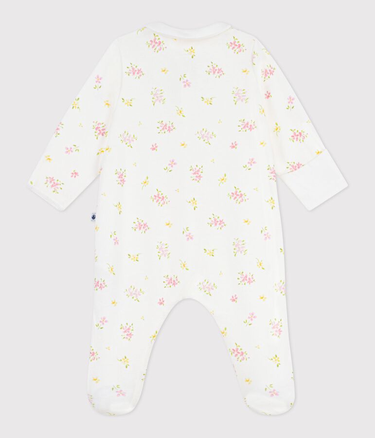 Katoenen babypyjama met bloemenprint wit/multicouleur