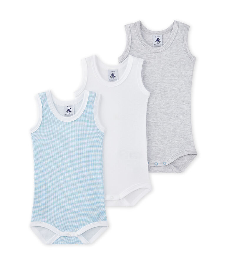 Set van 3 mouwloze body's voor babyjongens wit