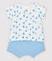 Ensemble 2 pièces bleu bébé en tissu couche et coton biologique blanc MARSHMALLOW/blanc MULTICO