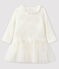 Jurk met lange mouwen babymeisje wit MARSHMALLOW