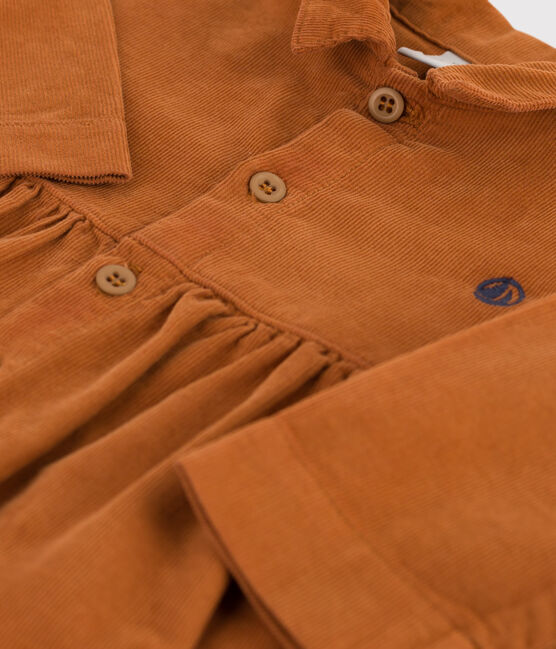 Robe manches longues bébé en velours fin marron ECUREUIL