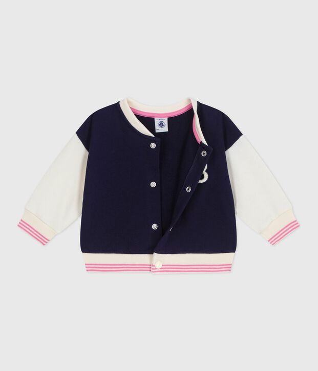 Katoenen babyjasje in collegestijl blauw/ecru