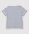 T-shirt en coton/lin rayé Femme blanc MARSHMALLOW/bleu MEDIEVAL