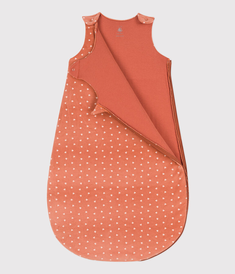 FLUWELEN TRAPPELZAKJE MET HARTJES VOOR BABY'S TOG 2 roze/ecru