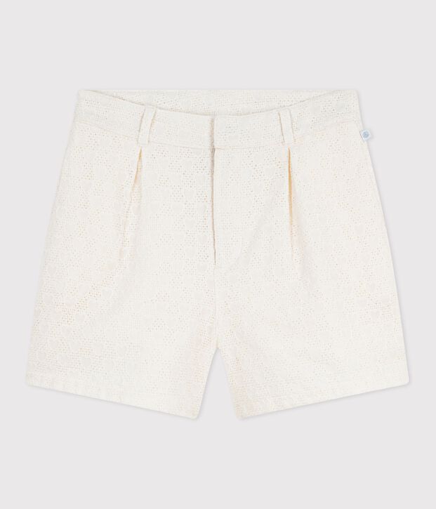Katoenen short met hartjesmotief voor kinderen wit