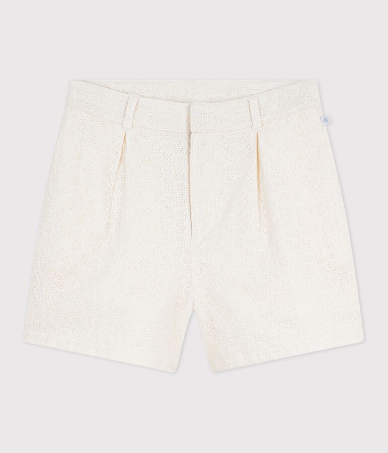 Short enfant en coton motifs c&oelig;urs blanc MARSHMALLOW