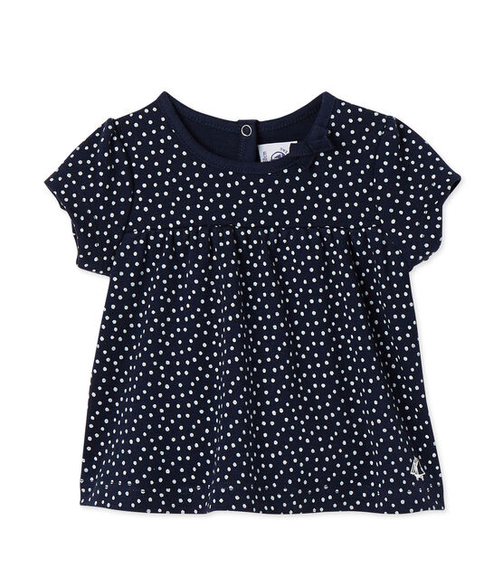 T-shirt bébé fille imprimé bleu SMOKING/blanc LAIT