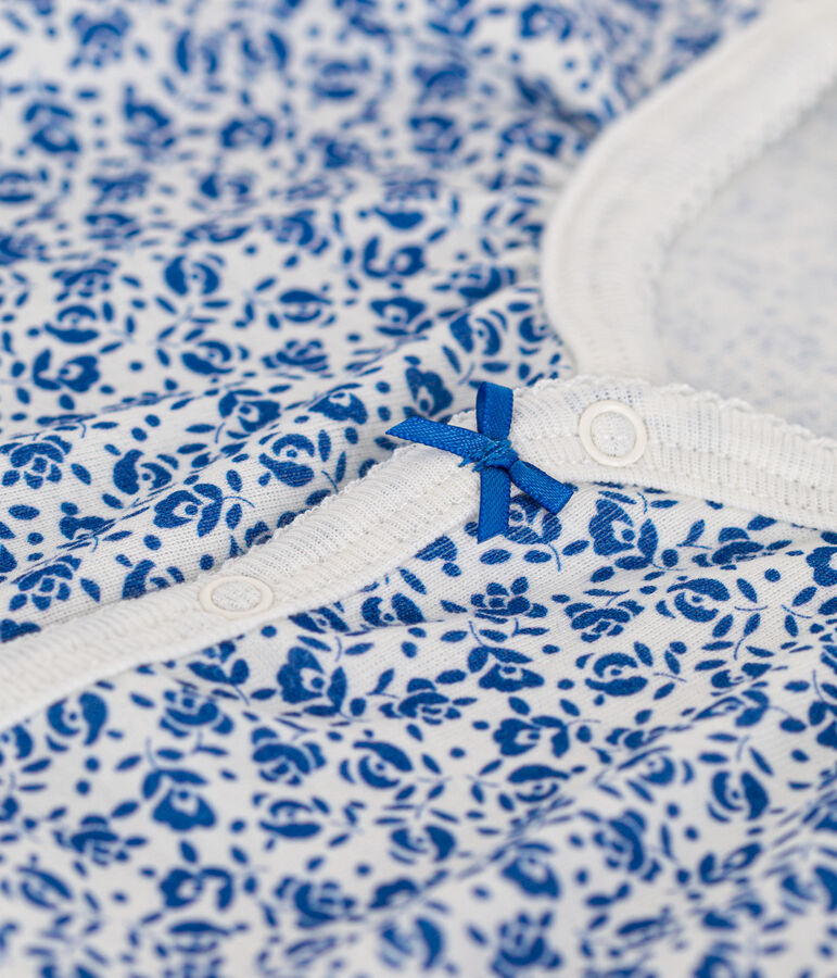 Kort kruippakje van katoen voor baby's wit/blauw