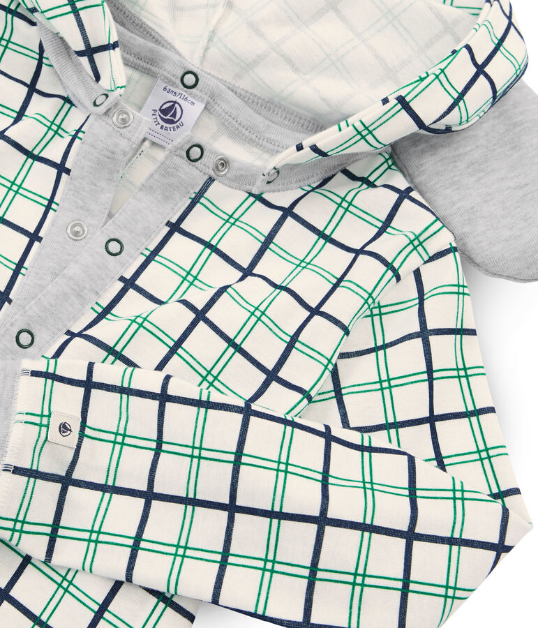 Lang pakje jongens van gebreide stof wit/multicouleur