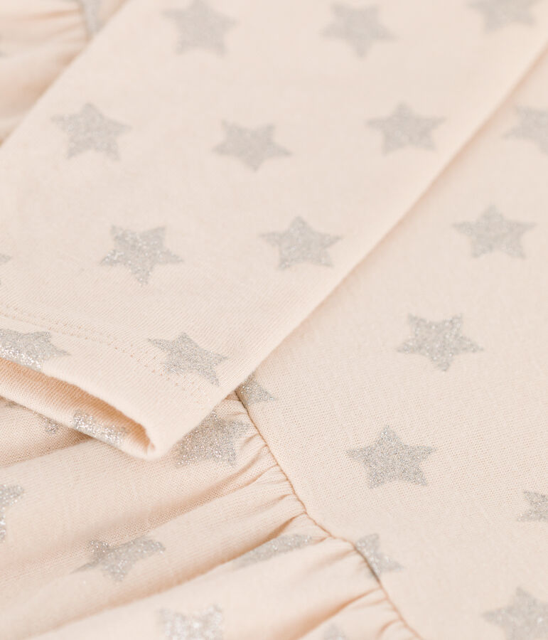 Robe manches longues en tubique imprim&eacute; enfant fille beige AVALANCHE/ ARGENT