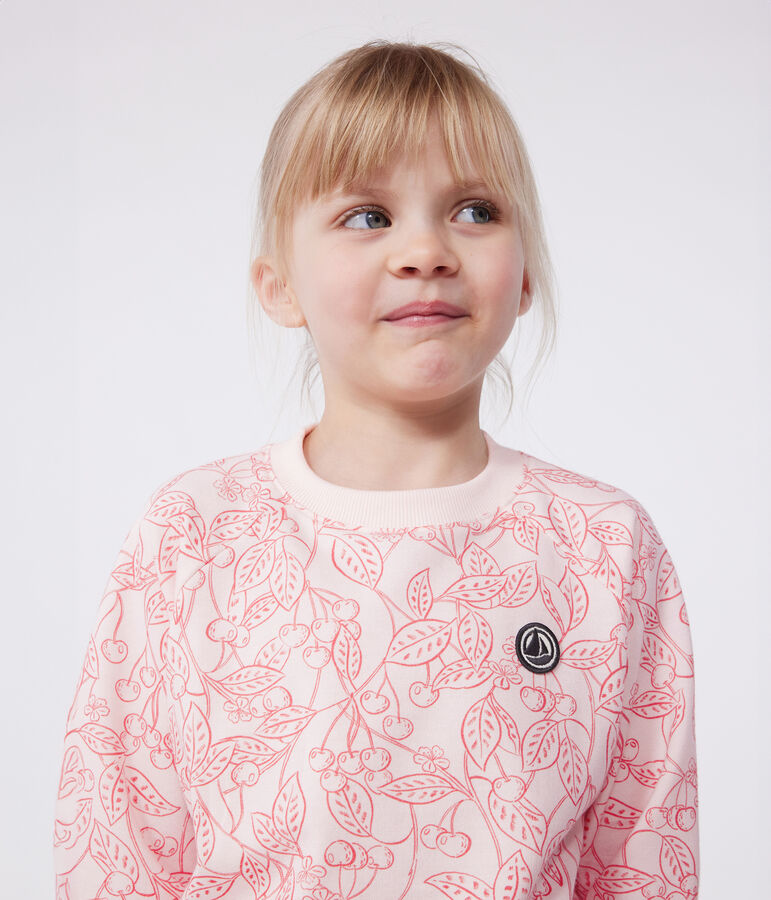 Sweatshirt enfant en coton imprim&eacute; rose/rouge