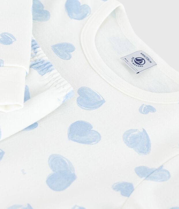 Kinderpyjama van fleece met hartjesprint wit/multicouleur