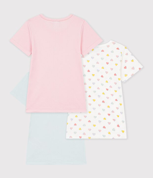 Lot de tee-shirts enfant en coton manches courtes &agrave; c&oelig;urs multicouleur