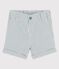 Gestreepte seersucker short voor baby's blauw BRUT/wit MARSHMALLOW
