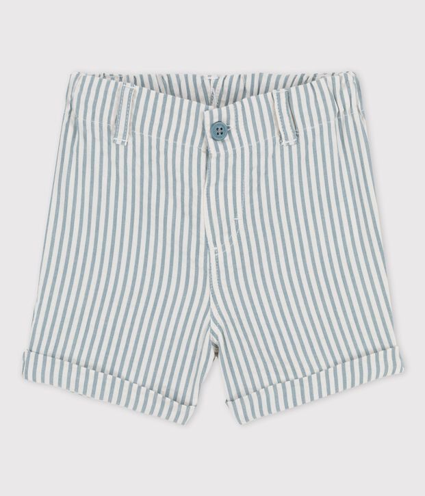 Gestreepte seersucker short voor baby's groen/wit