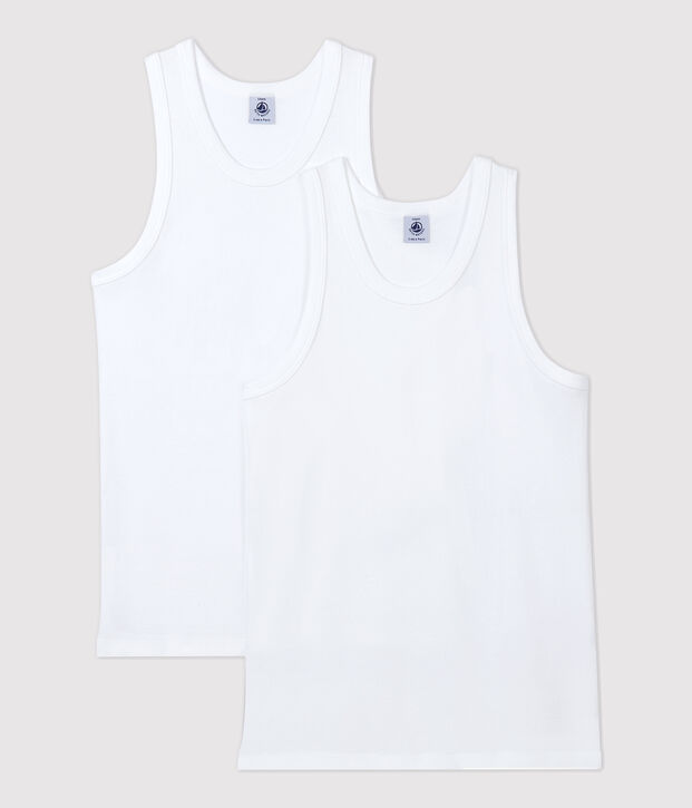 Lot de 2 d&eacute;bardeurs blancs gar&ccedil;on en coton biologique multicouleur
