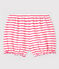 Gestreepte katoenen bloomer voor babymeisjes. wit MARSHMALLOW/roze GEISHA