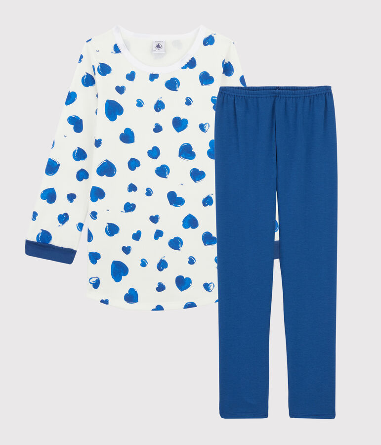 Chemise de nuit c&oelig;urs petite fille en molleton avec legging blanc/multicouleur