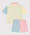 Pyjama short boutonn&eacute; femme en coton &agrave; rayures blanc/multicouleur