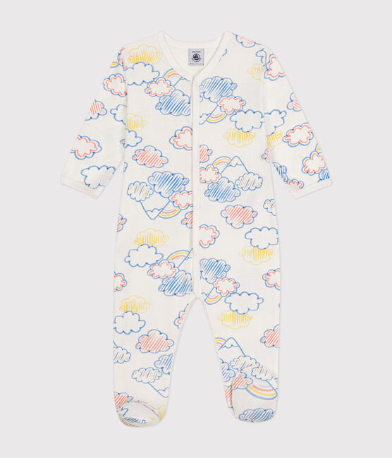Katoenen pyjama met regenboogprint voor baby's wit MARSHMALLOW/wit MULTICO