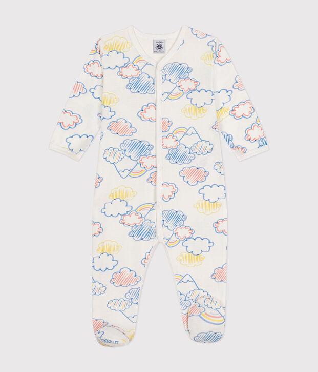 Katoenen pyjama met regenboogprint voor baby's wit/multicouleur