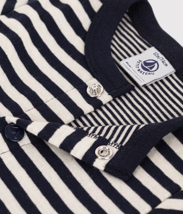 Cardigan en tubique ray&eacute; b&eacute;b&eacute; bleu/&eacute;cru