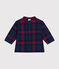 Flanellen geruit hemdje voor baby's blauw SMOKING/wit MULTICO