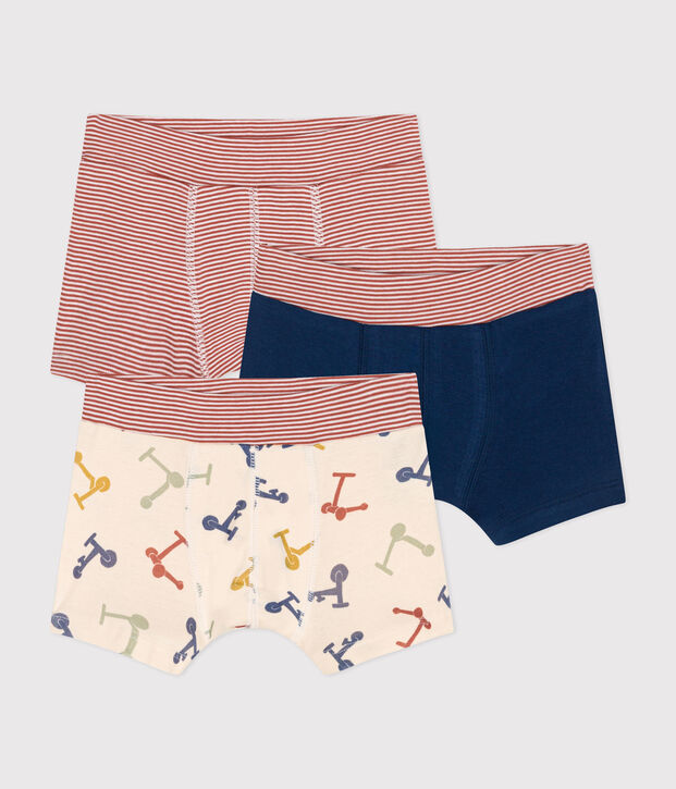 Setje met drie katoenen boxershorts met step voor kinderen multicouleur