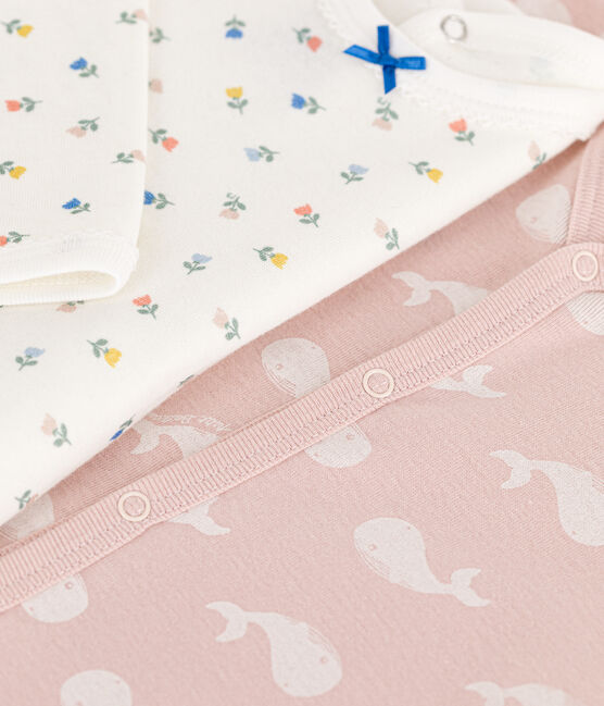 Lot de 2 dors bien fleurs et baleines roses en coton variante 1