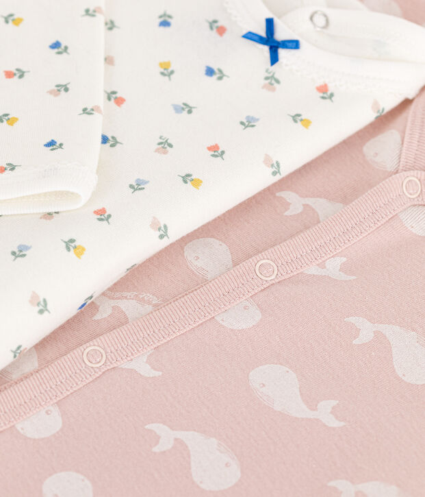 Lot de 2 dors bien fleurs et baleines roses en coton multicouleur