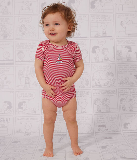 Lot de 3 bodies manches courtes Petit Bateau X Snoopy bébé en coton variante 1