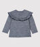 Blouse van wol en katoen baby blauw MEDIEVAL/wit MARSHMALLOW