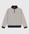 Sweatshirt van geruwde fleece met schipperskraag voor dames wit AVALANCHE/blauw SMOKING