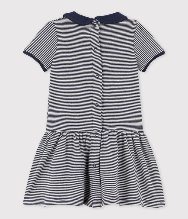 Jurk met milleraies-strepen voor babymeisjes blauw/wit