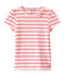 T-shirt fille à rayure marinière blanc MARSHMALLOW/rose PETAL