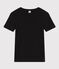 L'Iconique, T-shirt met korte mouw van effen ribstof voor dames zwart BLACK