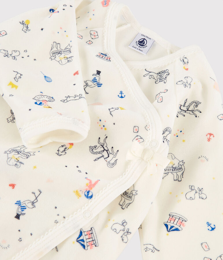 Dors-bien &agrave; imprim&eacute; carrousel b&eacute;b&eacute; fille en velours blanc MARSHMALLOW/blanc MULTICO
