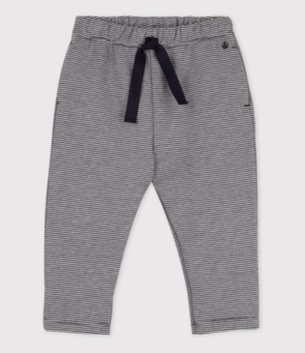 Gestreepte broek in dikke jersey voor baby's blauw/wit