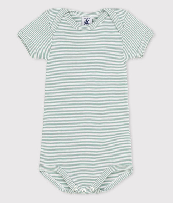 Body met korte mouwen voor babymeisjes blauw PAUL/wit MARSHMALLOW