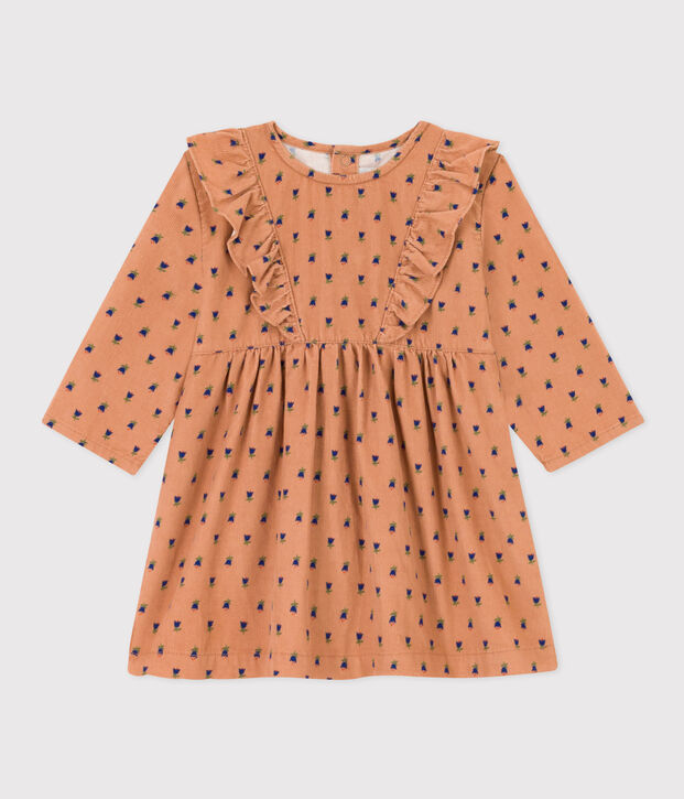 Babyjurkje met lange mouwen van fluweel roze/multicouleur