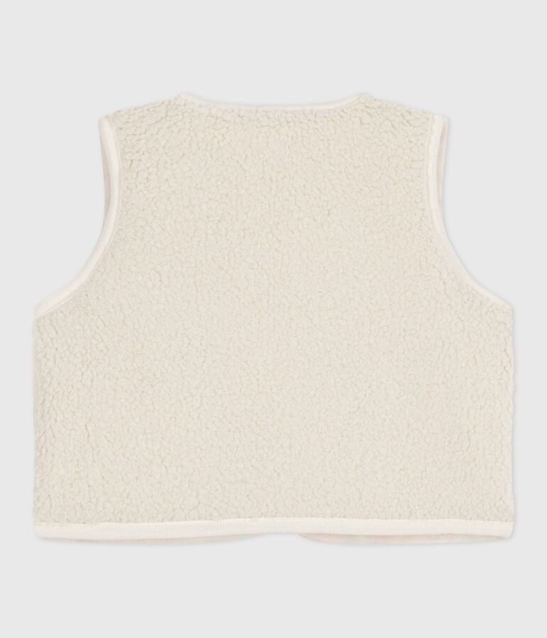 Gilet b&eacute;b&eacute; en popeline de coton et sherpa sans manche imprim&eacute; &eacute;cru/multicouleur