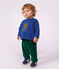Tee-shirt b&eacute;b&eacute; en coton manches longues uni &agrave; motif bleu