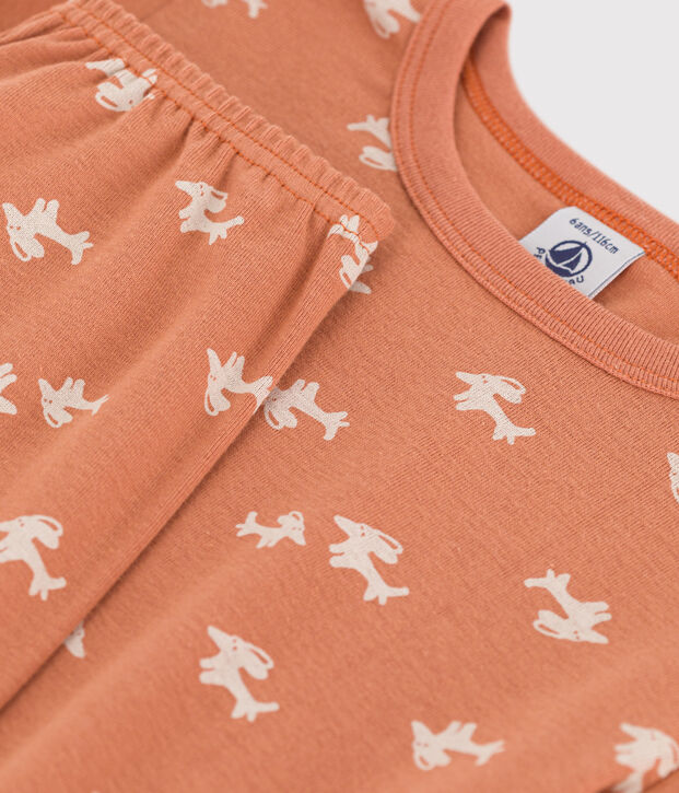 Aansluitende pyjama van katoen voor meisjes roze/ecru