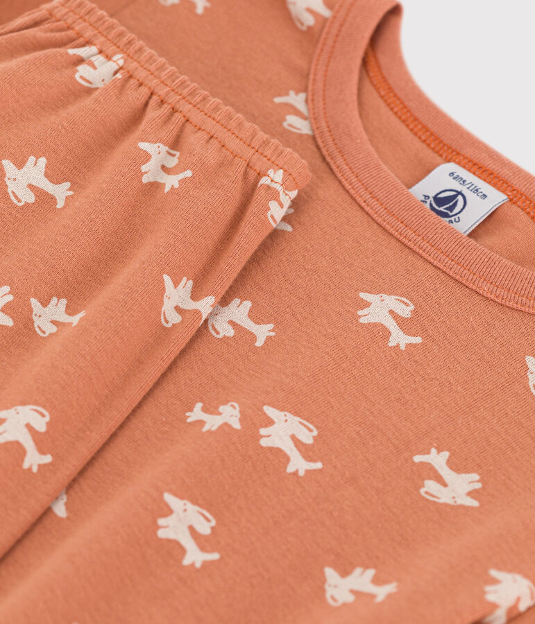 Aansluitende pyjama van katoen voor meisjes roze/ecru