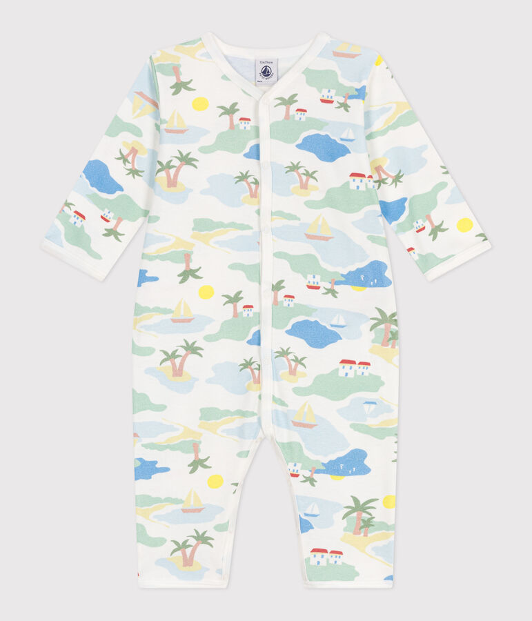 Pyjama b&eacute;b&eacute; en coton sans pieds imprim&eacute; blanc MARSHMALLOW/blanc MULTICO