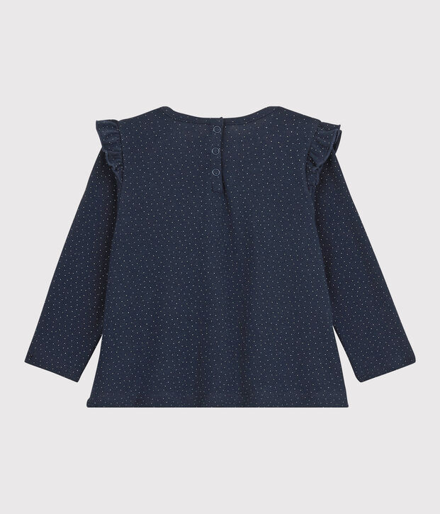 Katoenen blouse baby. blauw/wit