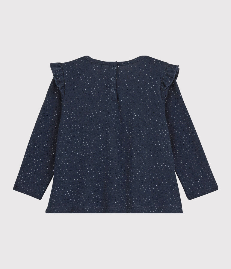 Katoenen blouse baby. blauw/wit